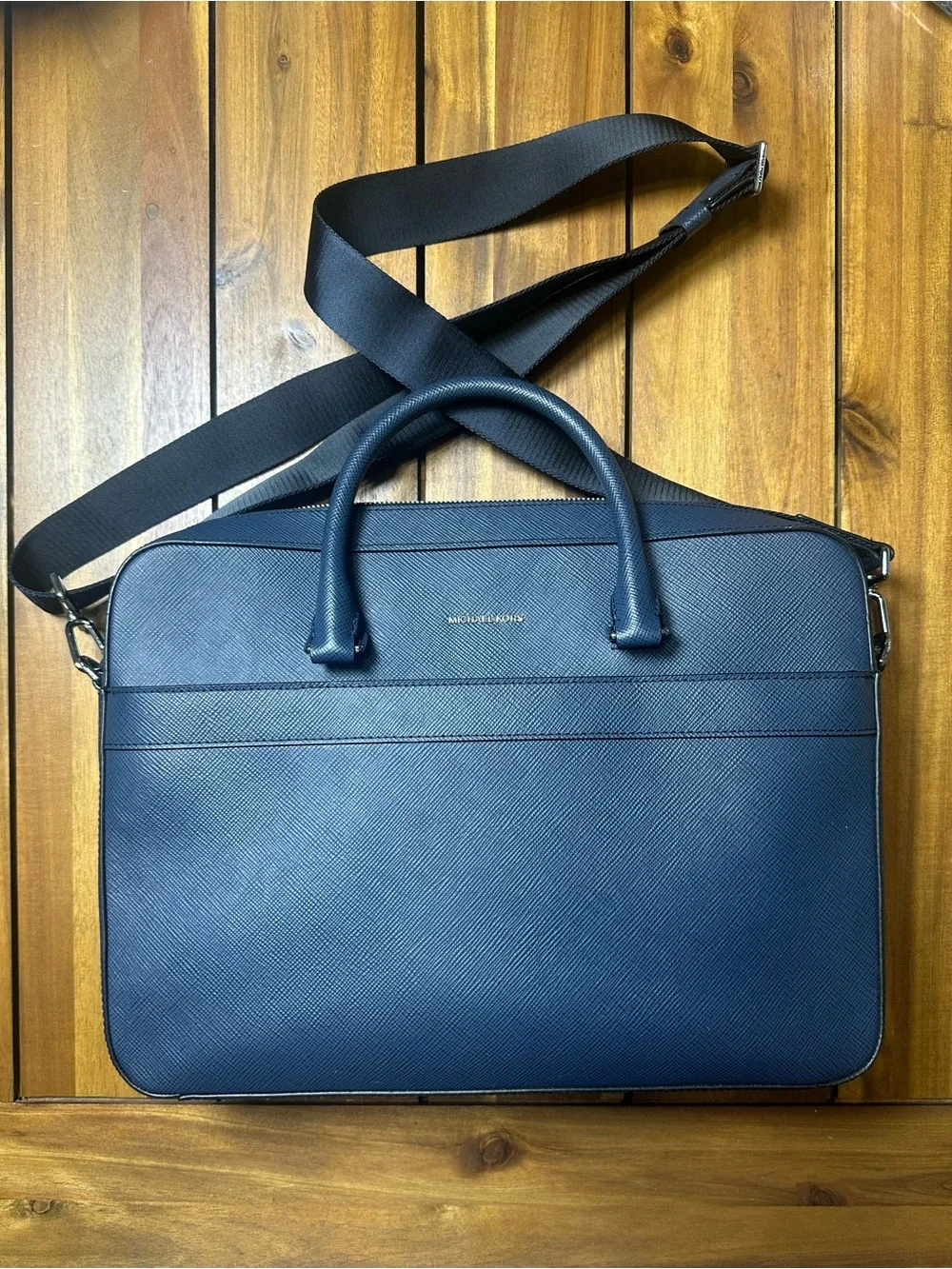 Michael Kors Navy Saffiano Leather Laptop Briefcase